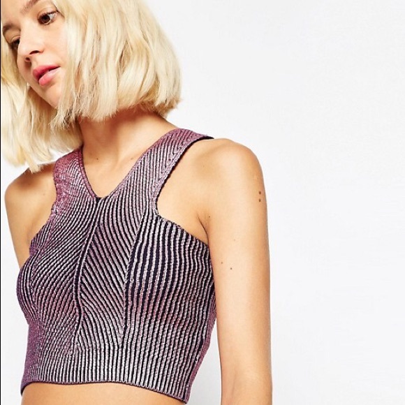 ASOS Tops - NWT ASOS knitted crop-top in foil with cut outs